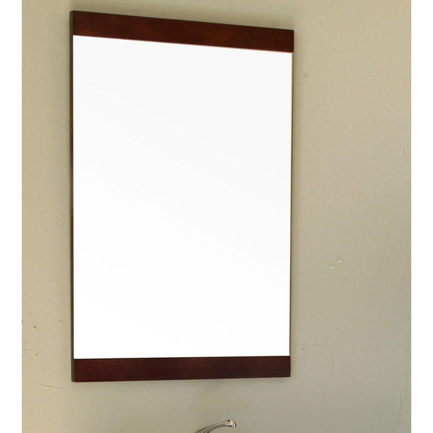 Bellaterra Home 20" x 32" Walnut Rectangle Wall-Mounted Wood Framed Mirror