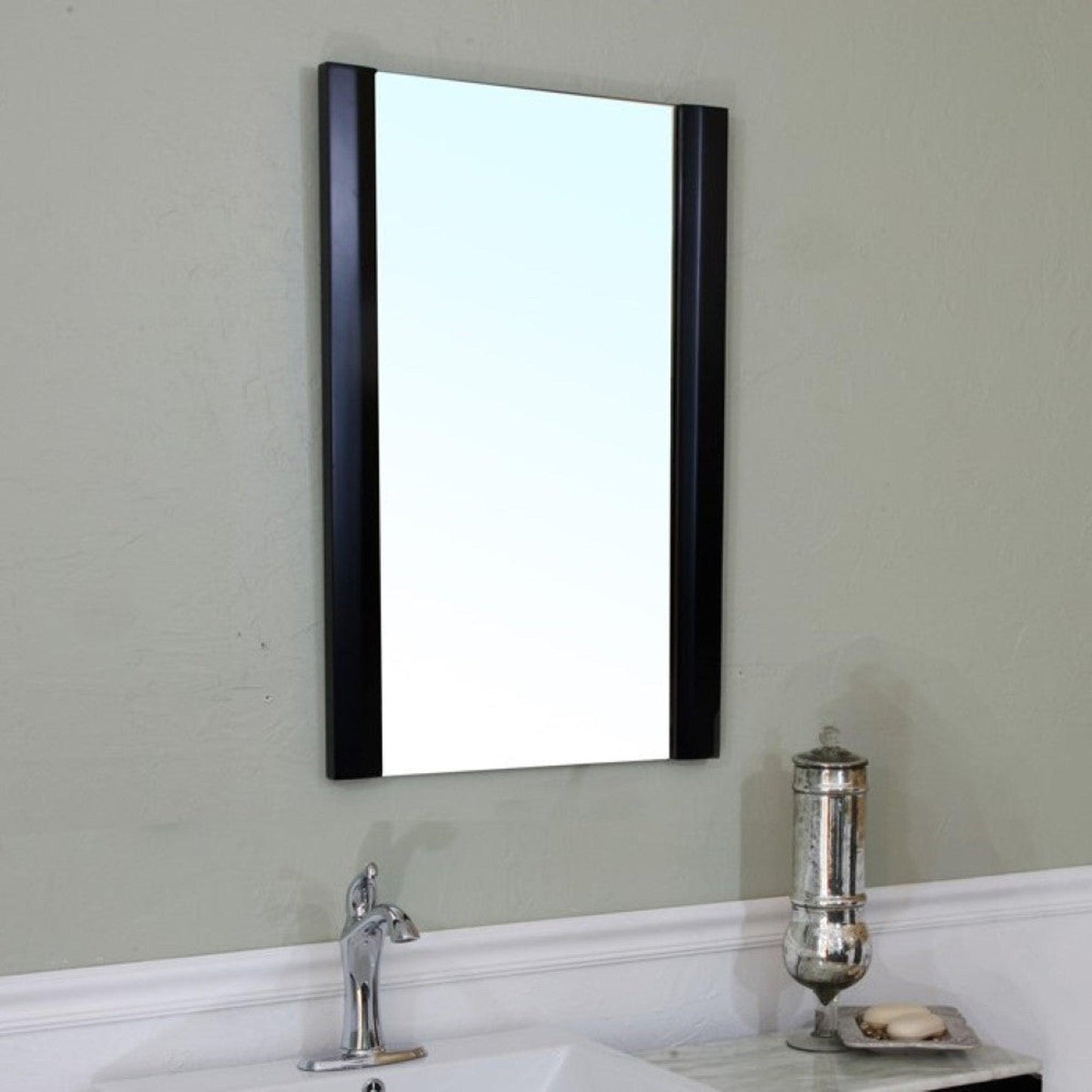 Bellaterra Home 203105-MIRROR 20" x 32" Black Rectangle Wall-Mounted Solid Wood Framed Mirror