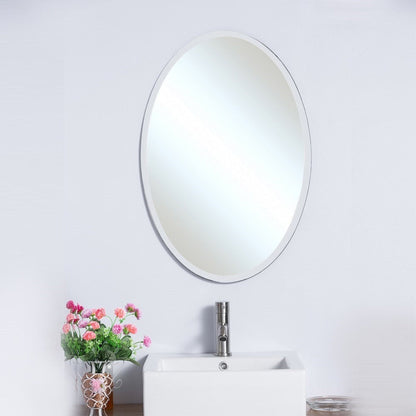 Bellaterra Home 21" x 31" Oval Wall-Mounted Frameless Mirror