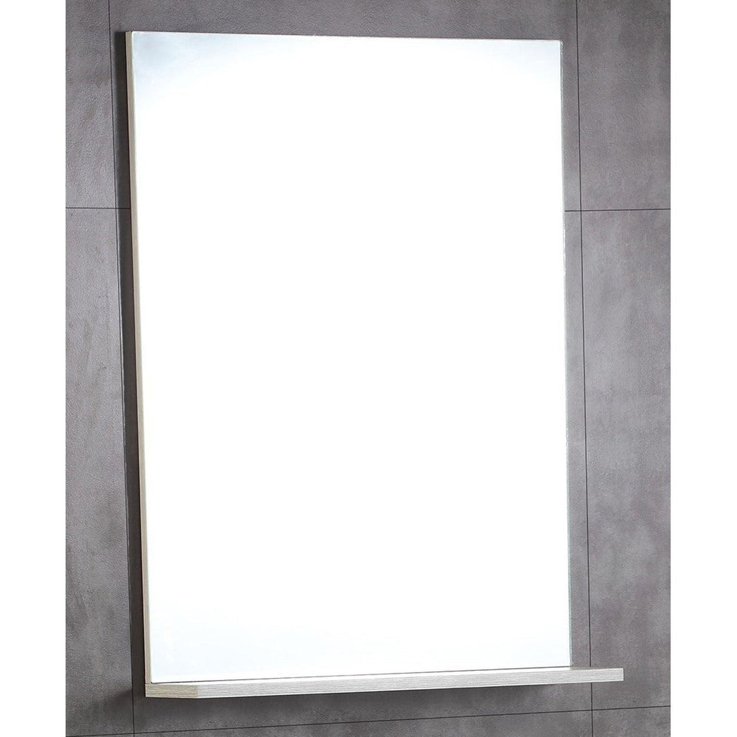 Bellaterra Home 22" x 30" Gray Pine Rectangle Wall-Mounted Frameless Mirror With Shelf