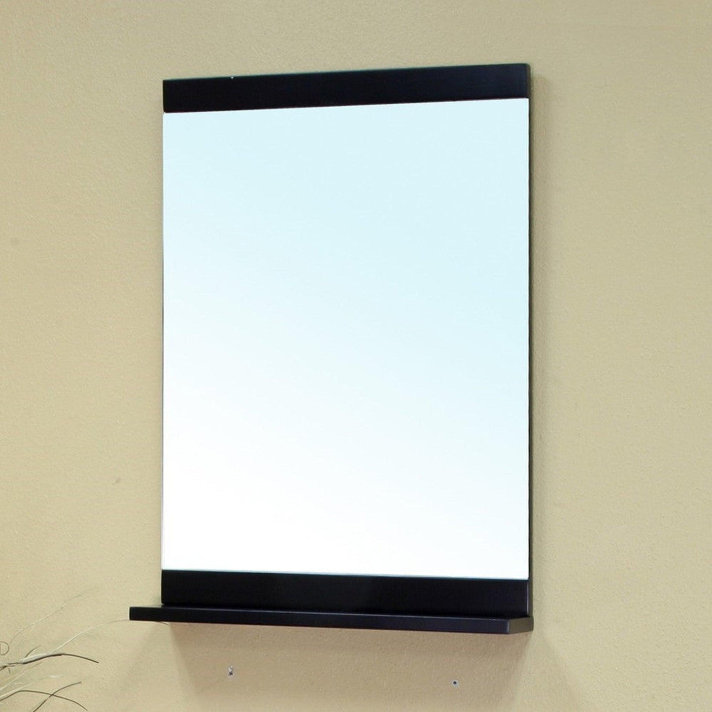 Bellaterra Home 22" x 32" Black Rectangle Wall-Mounted Solid Wood Framed Mirror