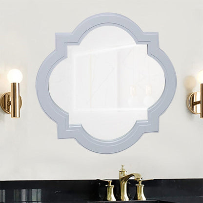 Bellaterra Home 23" x 23" White Quatrefoil Wall-Mounted Wood Framed Mirror