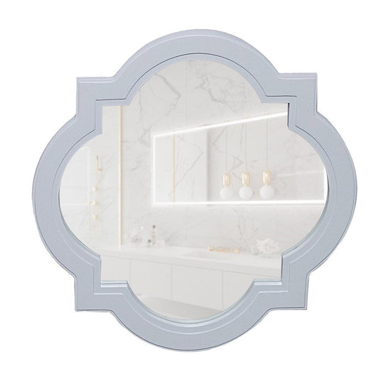 Bellaterra Home 23" x 23" White Quatrefoil Wall-Mounted Wood Framed Mirror