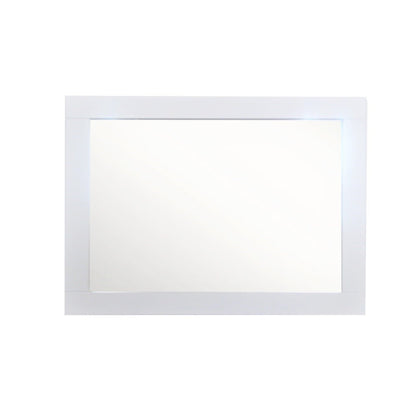 Bellaterra Home 23" x 31" White Rectangle Wall-Mounted Wood Framed Mirror