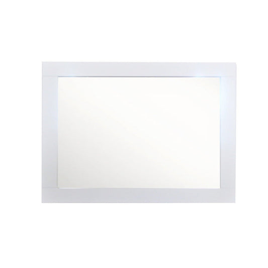 Bellaterra Home 23" x 31" White Rectangle Wall-Mounted Wood Framed Mirror