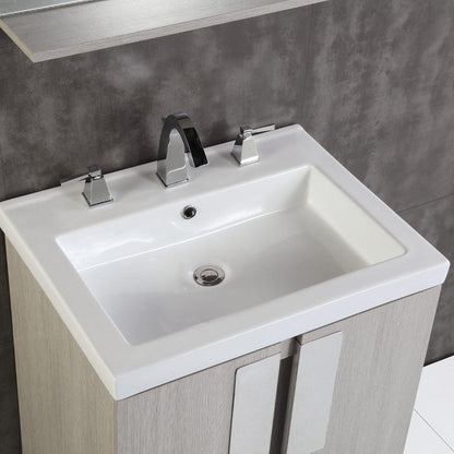 Bellaterra Home 24" 2-Door Gray Pine Wall Mount Vanity Set With Ceramic Integrated Sink and Top