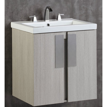 Bellaterra Home 24" 2-Door Gray Pine Wall Mount Vanity Set With Ceramic Integrated Sink and Top