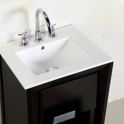 Bellaterra Home 24" 2-Drawer Dark Espresso Freestanding Vanity Set With Ceramic Integrated Sink and Ceramic Top