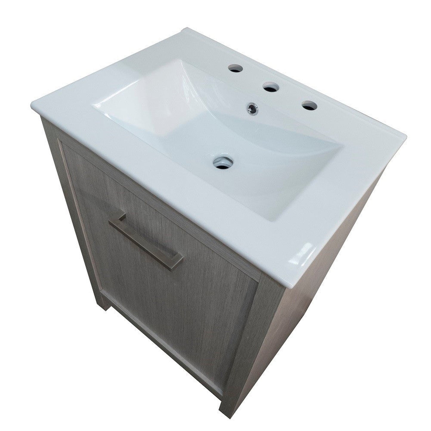 Bellaterra Home 24" 2-Drawer Gray Freestanding Vanity Set With Ceramic Integrated Sink and Ceramic Top