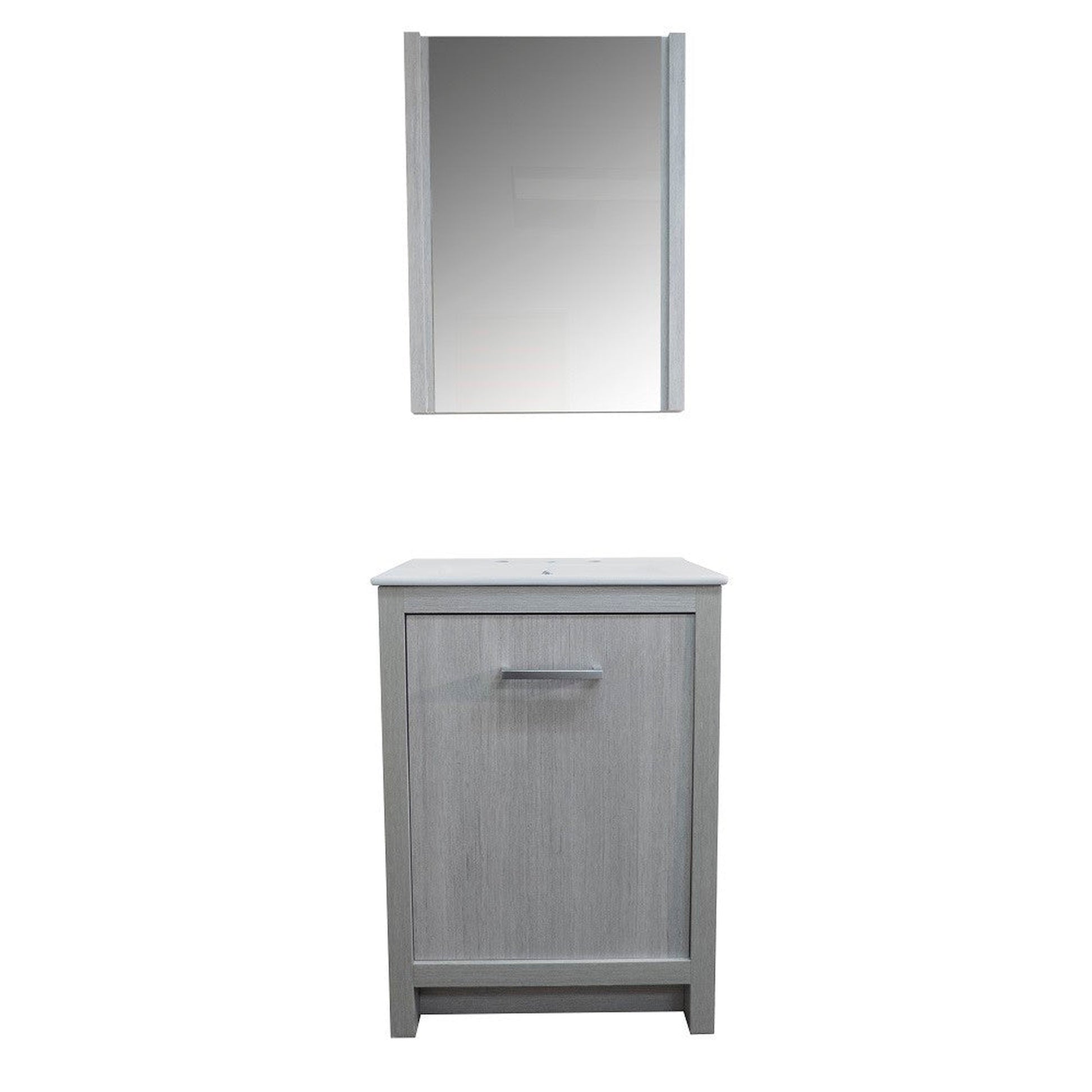 Bellaterra Home 24" 2-Drawer Gray Freestanding Vanity Set With Ceramic Integrated Sink and Ceramic Top