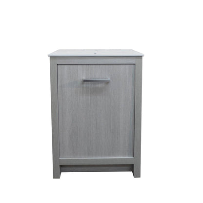 Bellaterra Home 24" 2-Drawer Gray Freestanding Vanity Set With Ceramic Integrated Sink and Ceramic Top