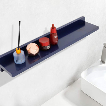 Bellaterra Home 24" Blue Rectangle Wall-Mounted Solid Rubber Wood Wall Shelf With 15W/3A Wireless Charging