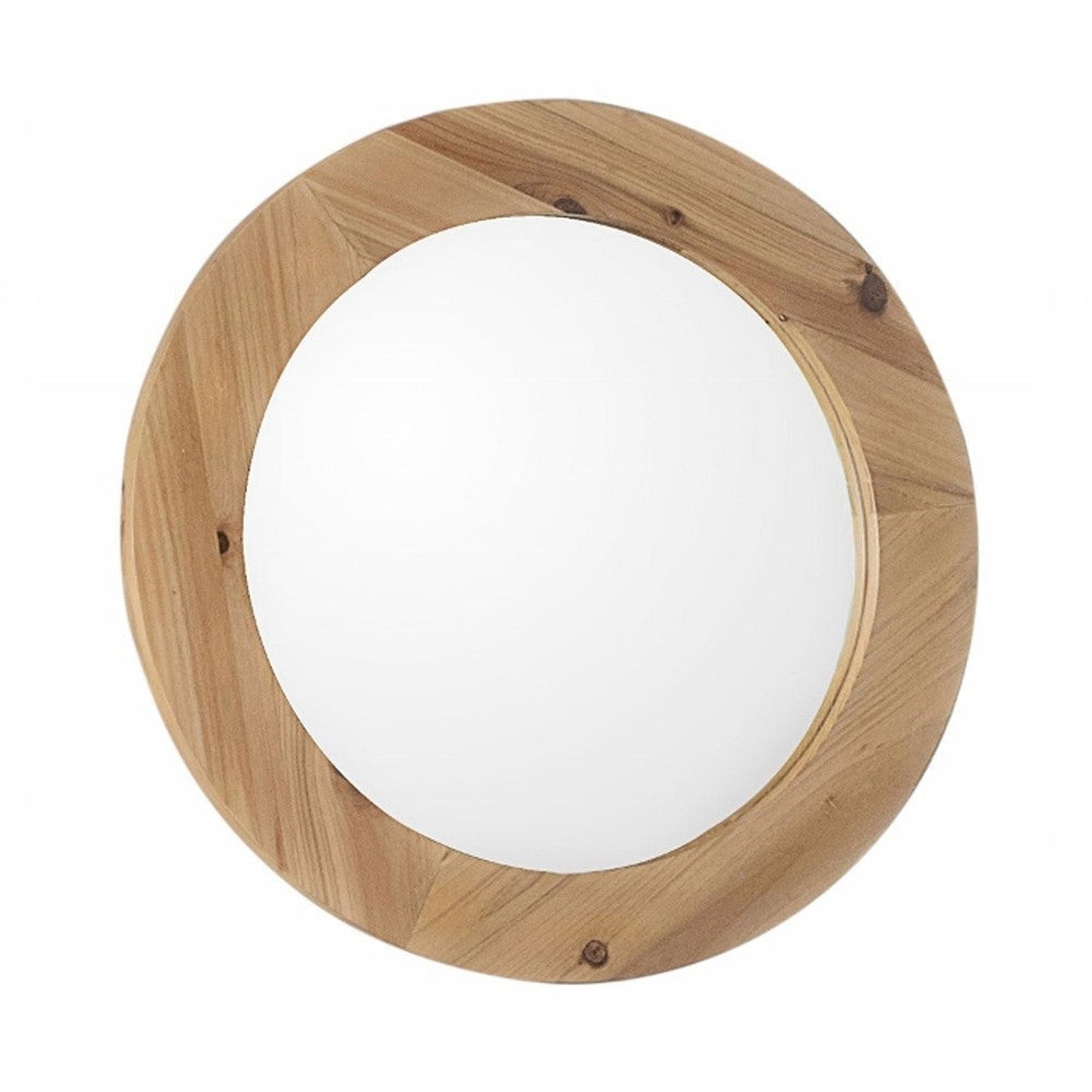 Bellaterra Home 24" Natural Round Wall-Mounted Solid Fir Wood Framed Mirror