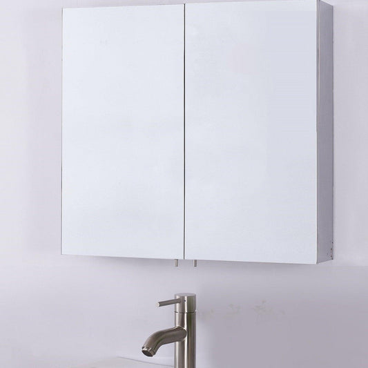 Bellaterra Home 24" x 22" Rectangle Wall-Mounted Frameless Double Door Mirror Medicine Cabinet