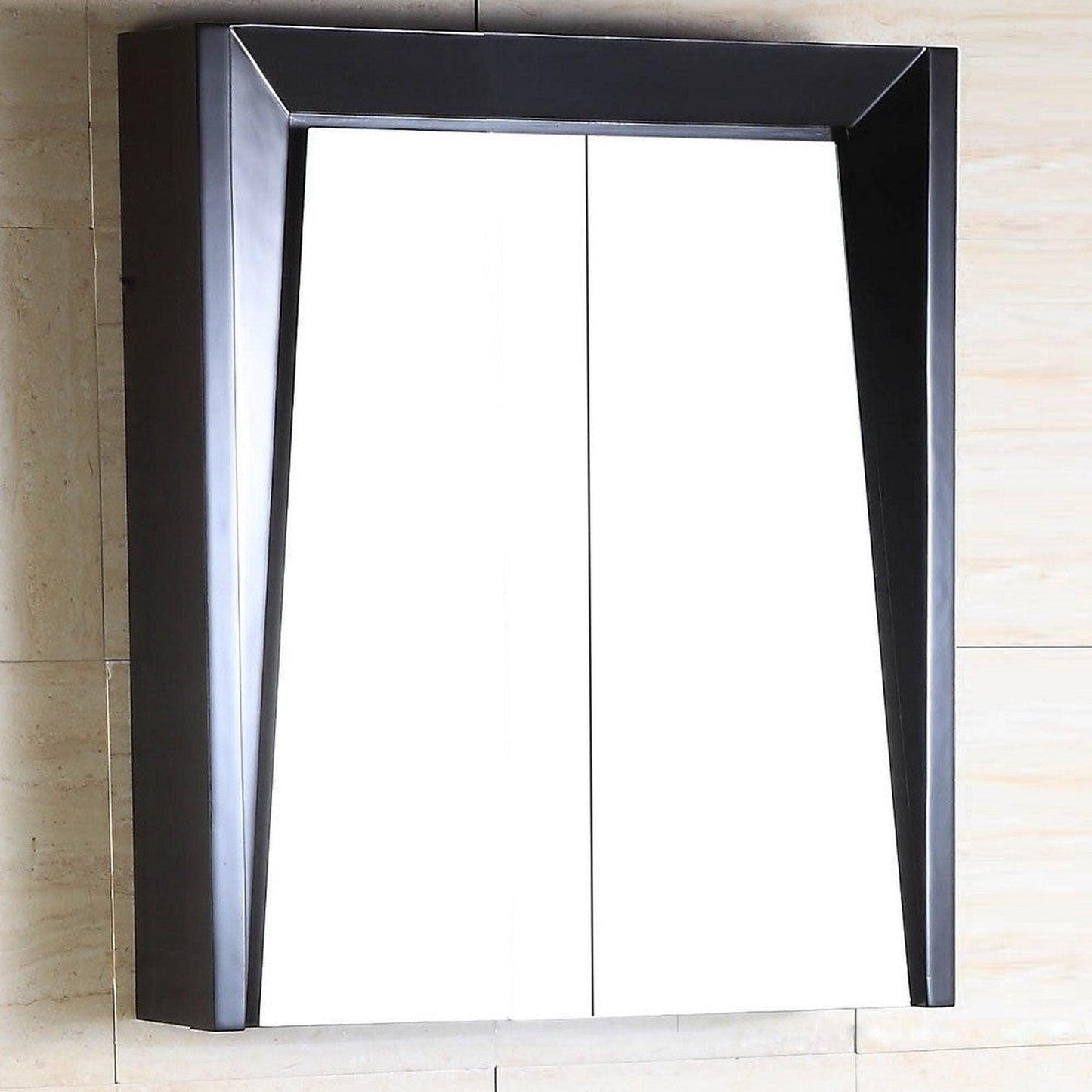 Bellaterra Home 24" x 26" Dark Espresso Angled Wall-Mounted Solid Wood Framed Mirror Cabinet