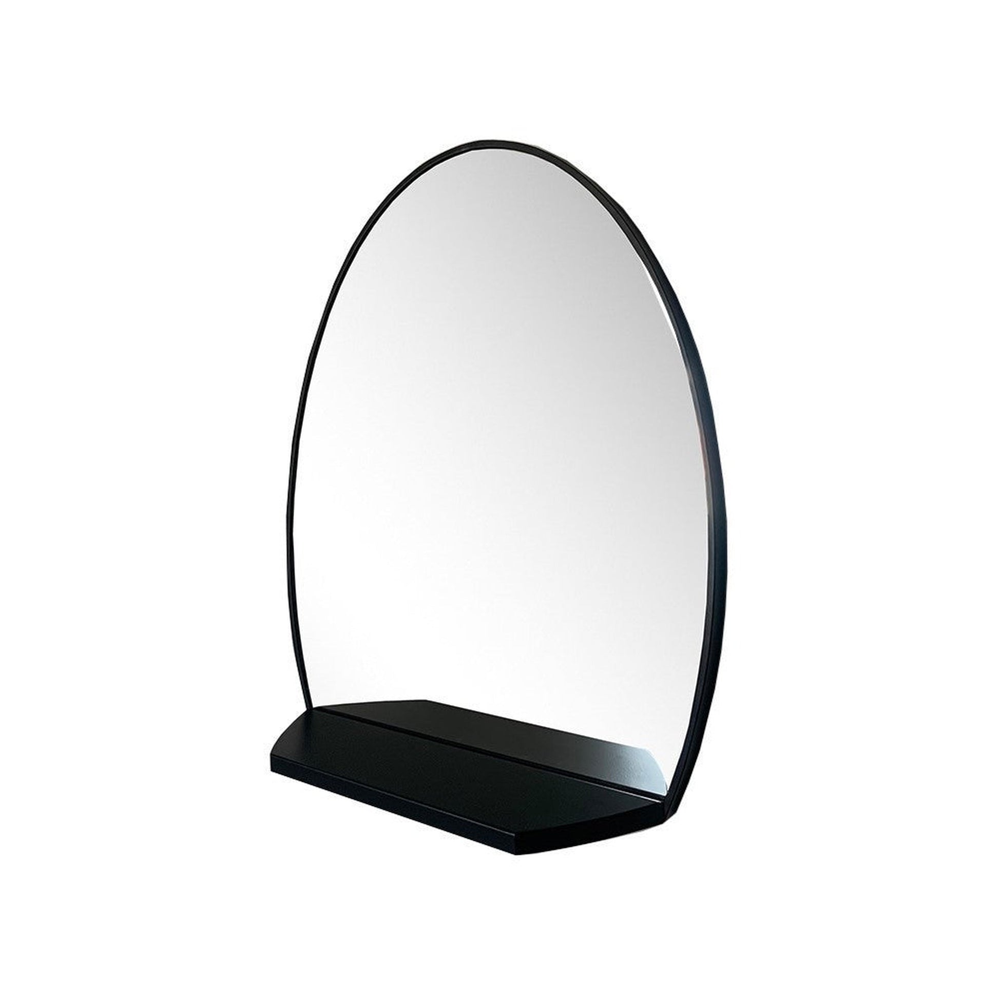 Bellaterra Home 24" x 28" Black Oval Wall-Mounted Steel Framed Mirror With Shelf