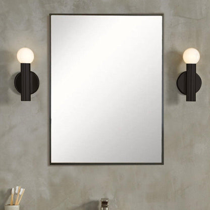 Bellaterra Home 24" x 28" Black Rectangle Wall-Mounted Steel Framed Mirror With Straight Edges