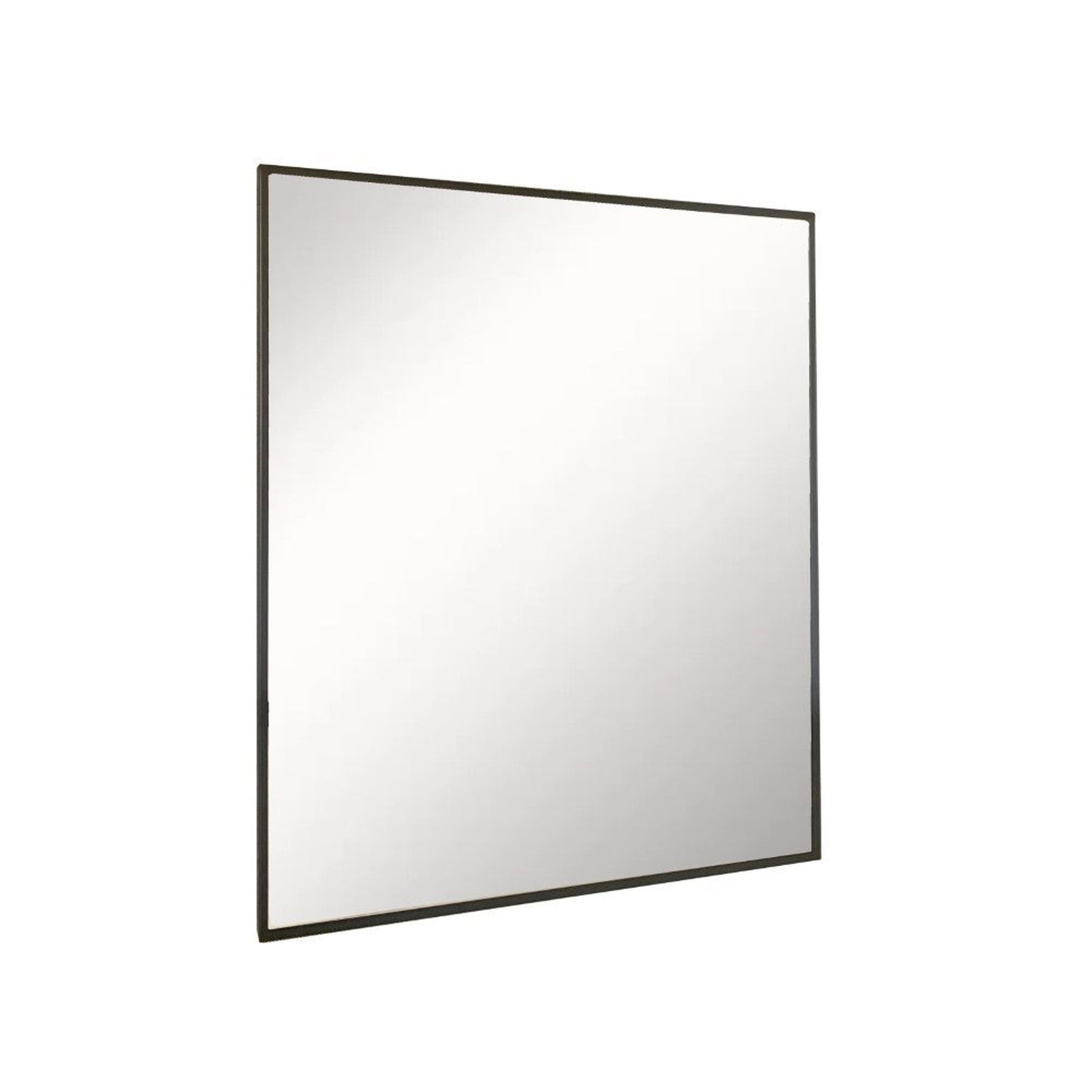 Bellaterra Home 24" x 28" Black Rectangle Wall-Mounted Steel Framed Mirror With Straight Edges