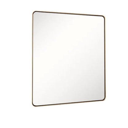 Bellaterra Home 24" x 28" Gold Rectangle Wall-Mounted Steel Framed Mirror With Rounded Edges