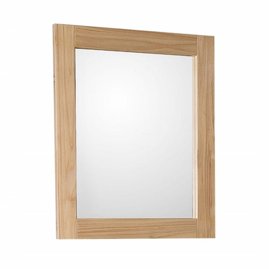 Bellaterra Home 24" x 28" Natural Rectangle Wall-Mounted Solid Fir Wood Framed Mirror