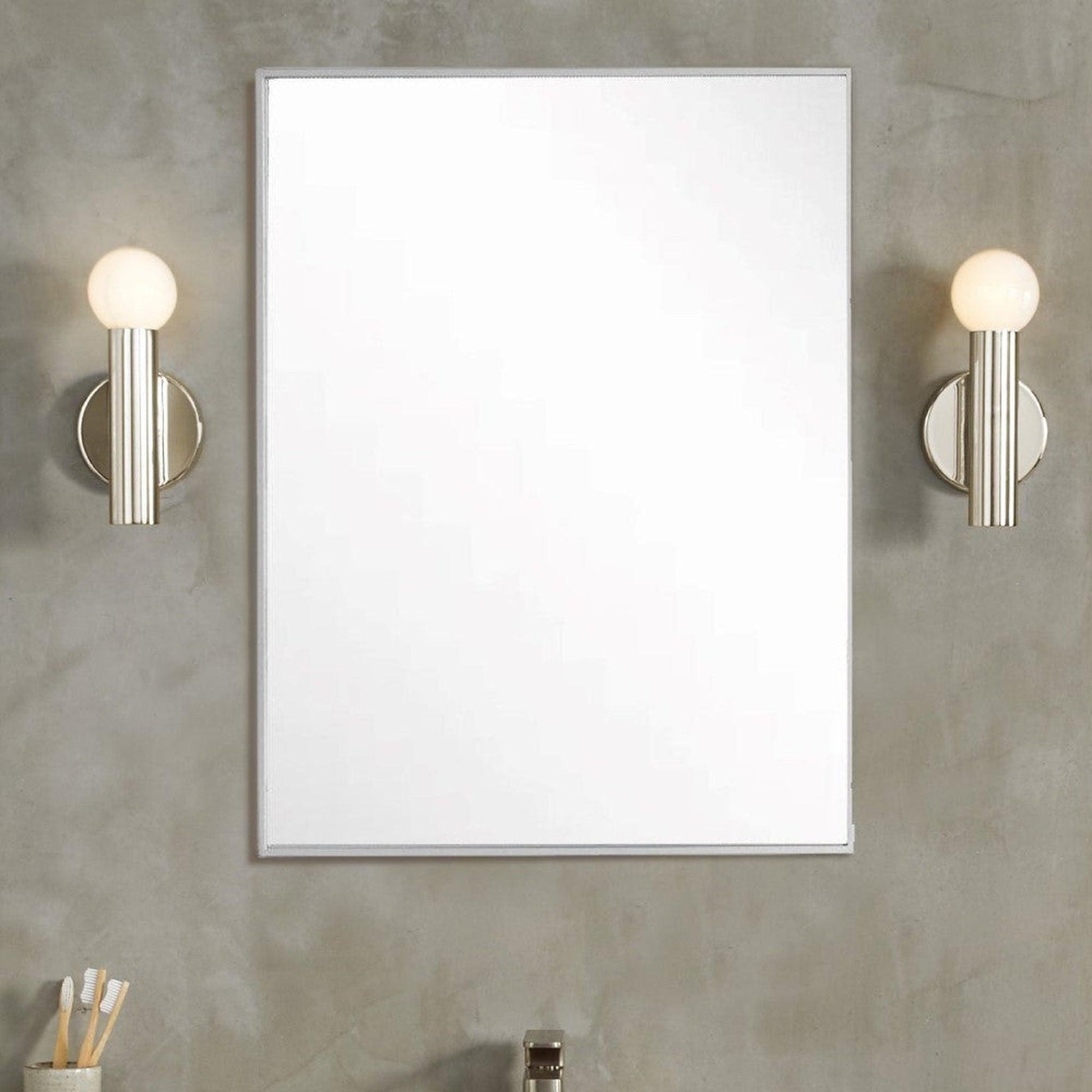 Bellaterra Home 24" x 28" Silver Rectangle Wall-Mounted Steel Framed Mirror With Straight Edges