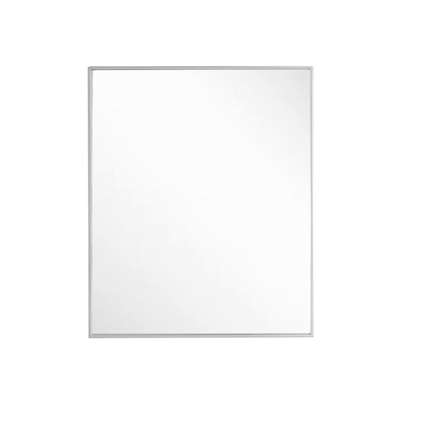 Bellaterra Home 24" x 28" Silver Rectangle Wall-Mounted Steel Framed Mirror With Straight Edges