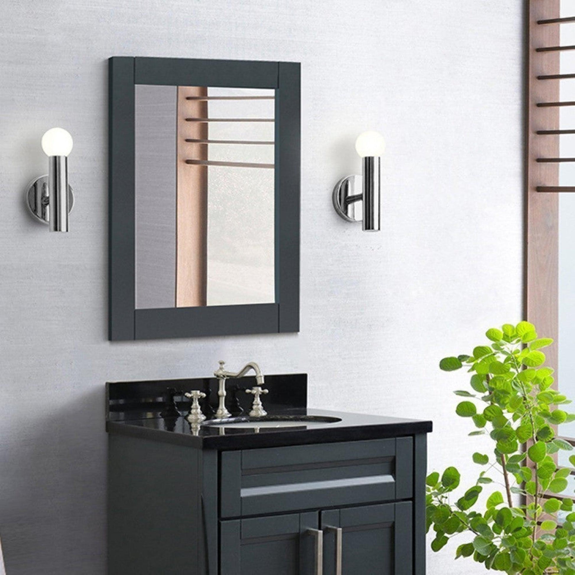 Bellaterra Home 24" x 30" Dark Gray Rectangle Wall-Mounted Wood Framed Mirror