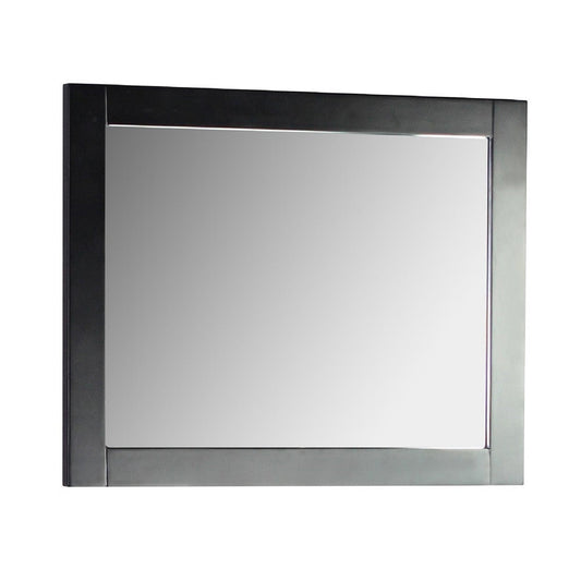 Bellaterra Home 24" x 30" Matte Black Rectangle Wall-Mounted Solid Wood Framed Mirror