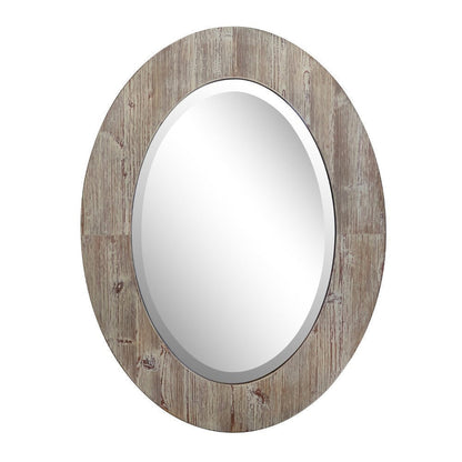 Bellaterra Home 24" x 32" Antique White Oval Wall-Mounted Solid Wood Framed Mirror