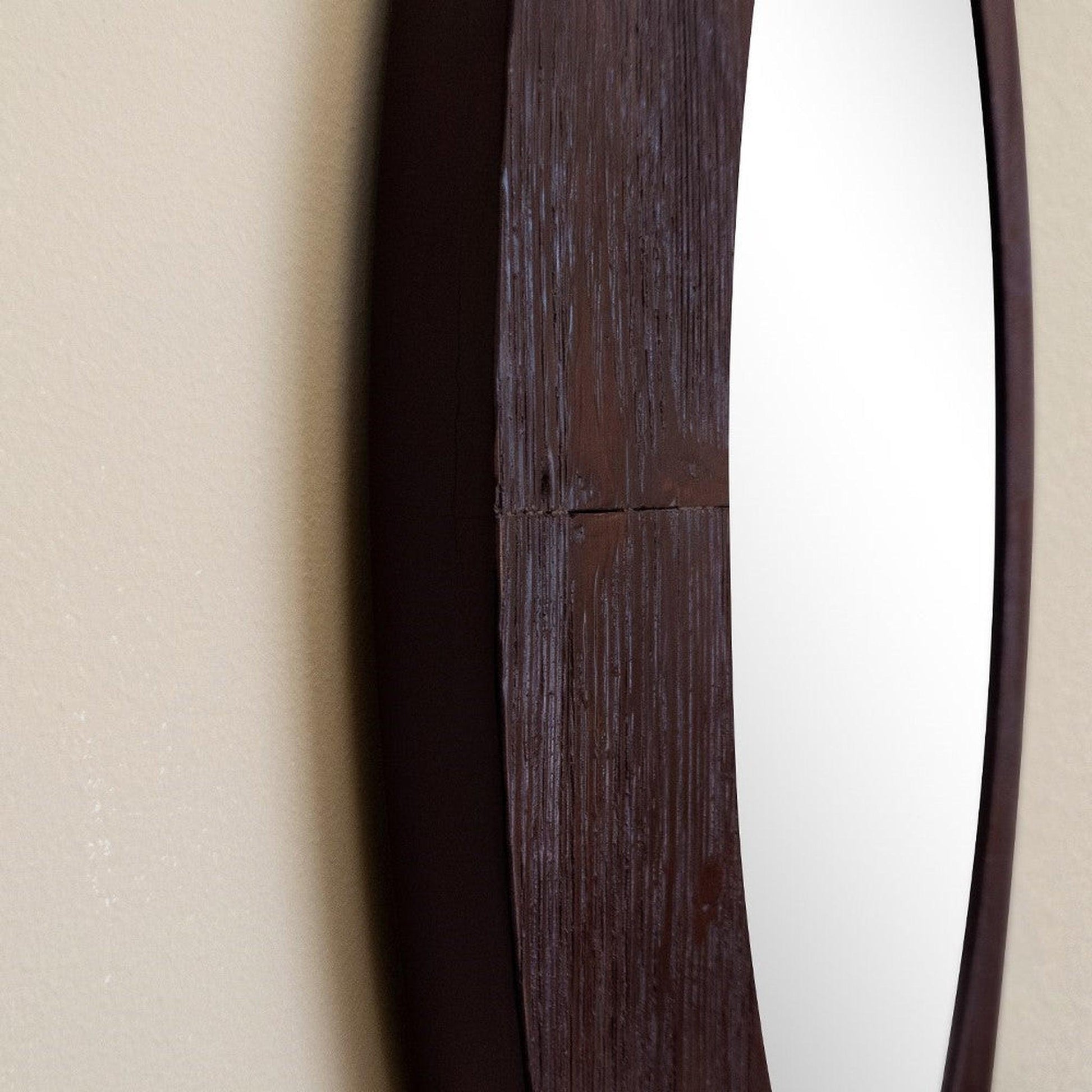 Bellaterra Home 24" x 32" Teak Oval Wall-Mounted Solid Wood Framed Mirror