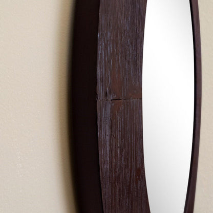Bellaterra Home 24" x 32" Teak Oval Wall-Mounted Solid Wood Framed Mirror
