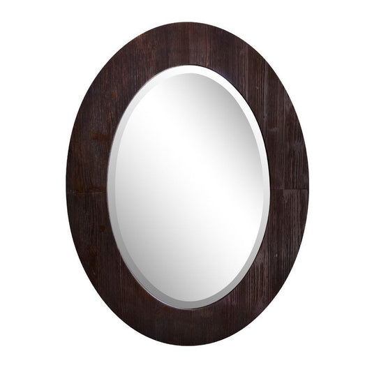 Bellaterra Home 24" x 32" Teak Oval Wall-Mounted Solid Wood Framed Mirror