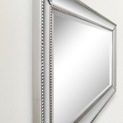 Bellaterra Home 24" x 36" Silver Rectangle Wall-Mounted Beaded Framed Mirror