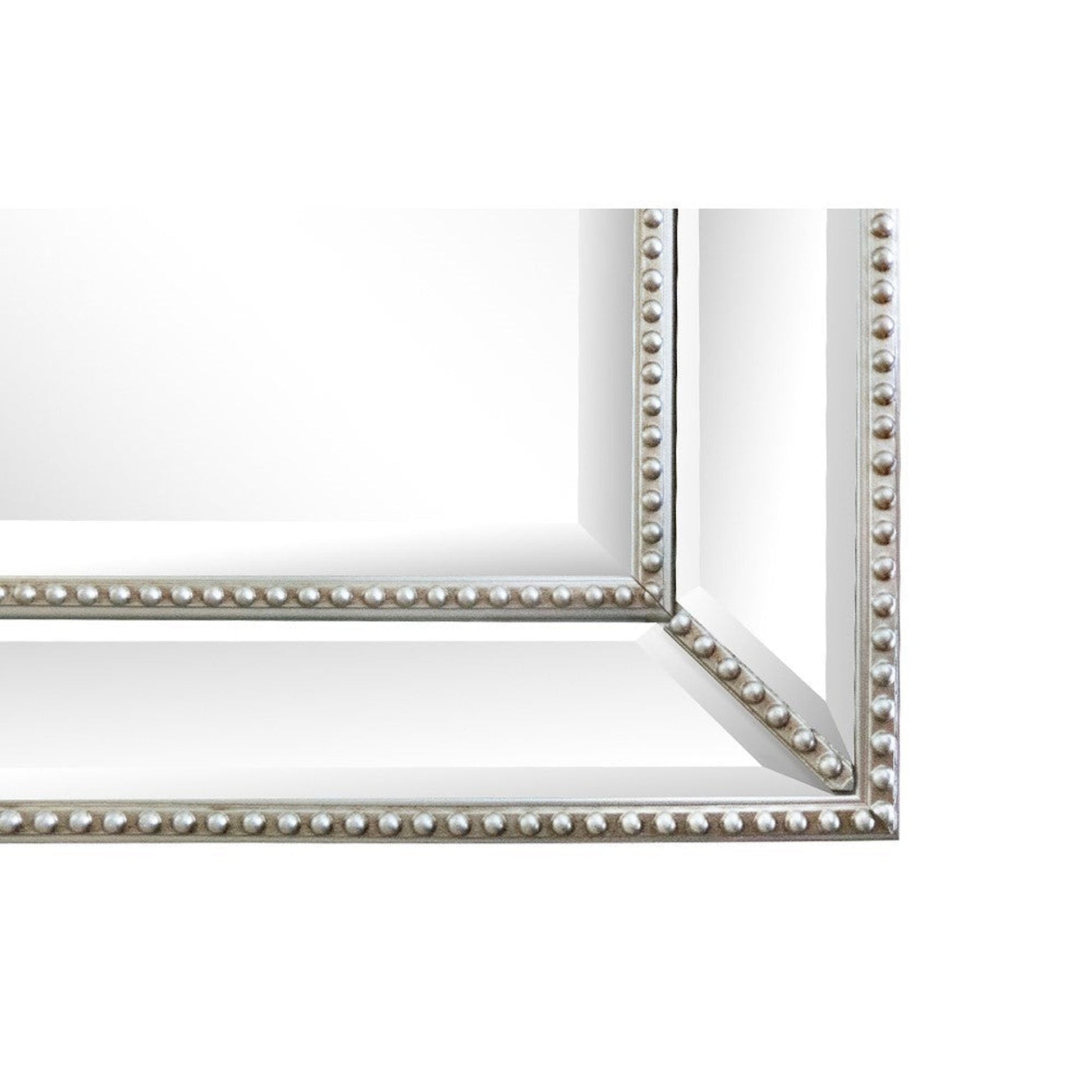Bellaterra Home 24" x 36" Silver Rectangle Wall-Mounted Beaded Framed Mirror