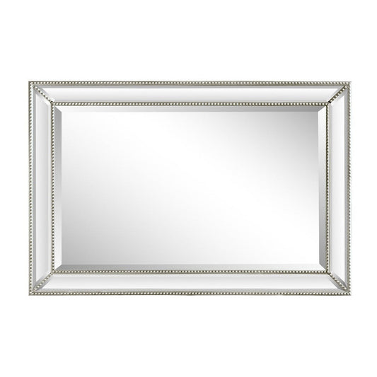 Bellaterra Home 24" x 36" Silver Rectangle Wall-Mounted Beaded Framed Mirror