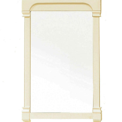 Bellaterra Home 24" x 42" Cream White Rectangle Wall-Mounted Solid Wood Framed Mirror