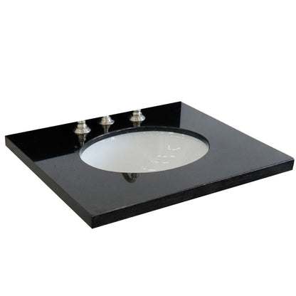 Bellaterra Home 25" x 22" Black Galaxy Three Hole Vanity Top With Undermount Oval Sink and Overflow