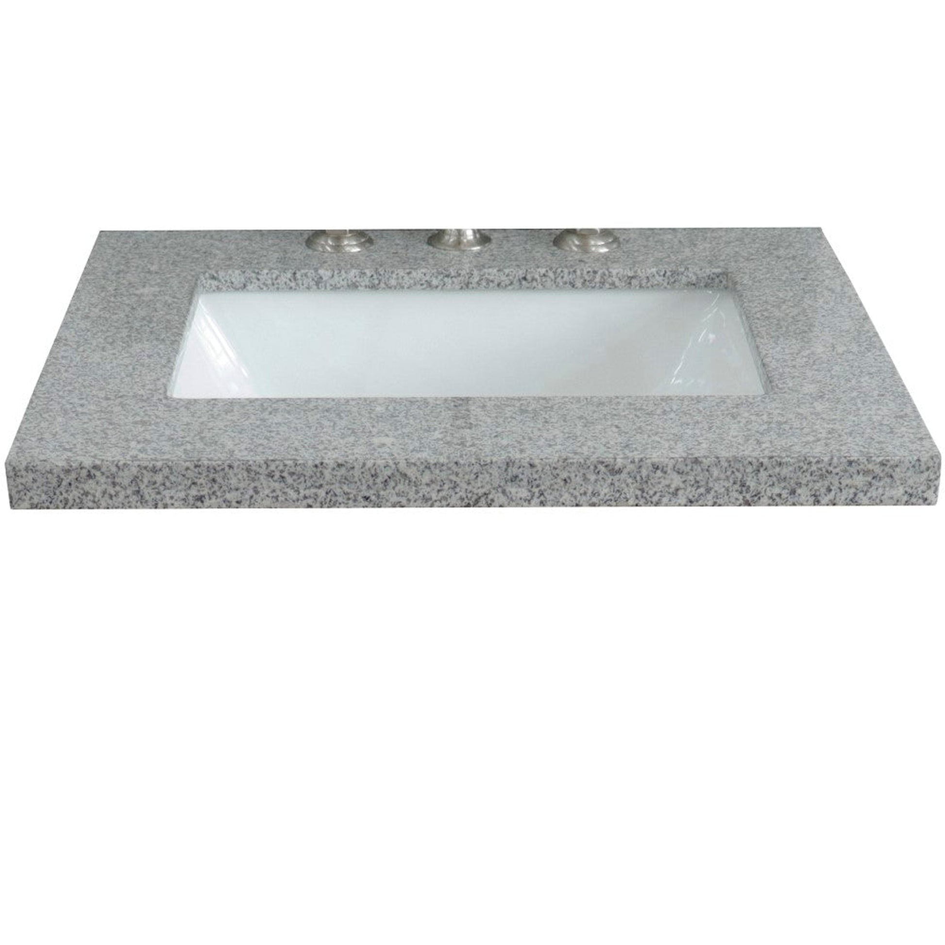 Bellaterra Home 25" x 22" Gray Granite Three Hole Vanity Top With Undermount Rectangular Sink and Overflow