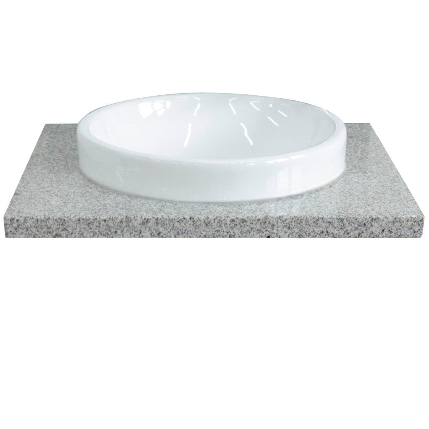 Bellaterra Home 25" x 22" Gray Granite Vanity Top With Semi-recessed Round Sink and Overflow