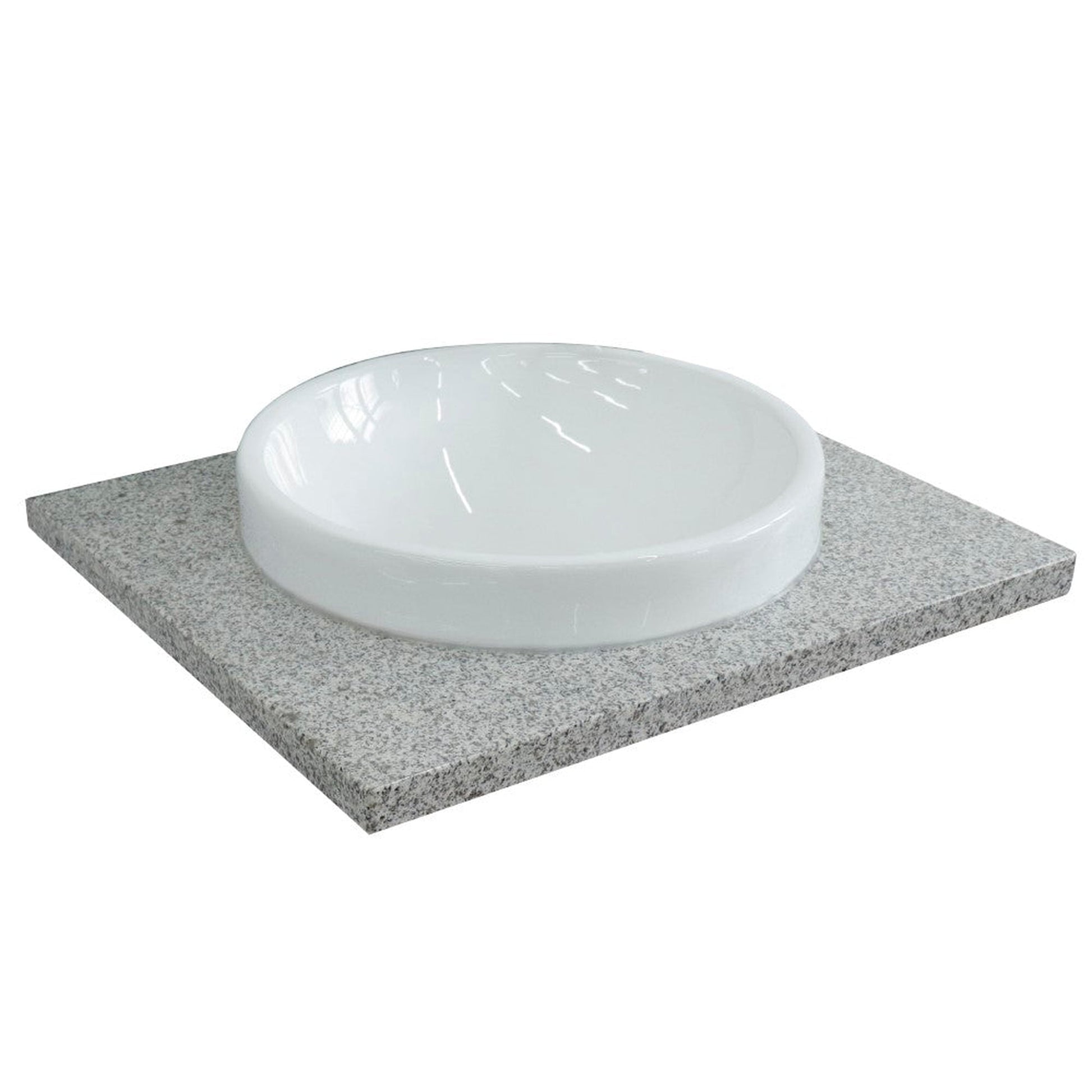 Bellaterra Home 25" x 22" Gray Granite Vanity Top With Semi-recessed Round Sink and Overflow