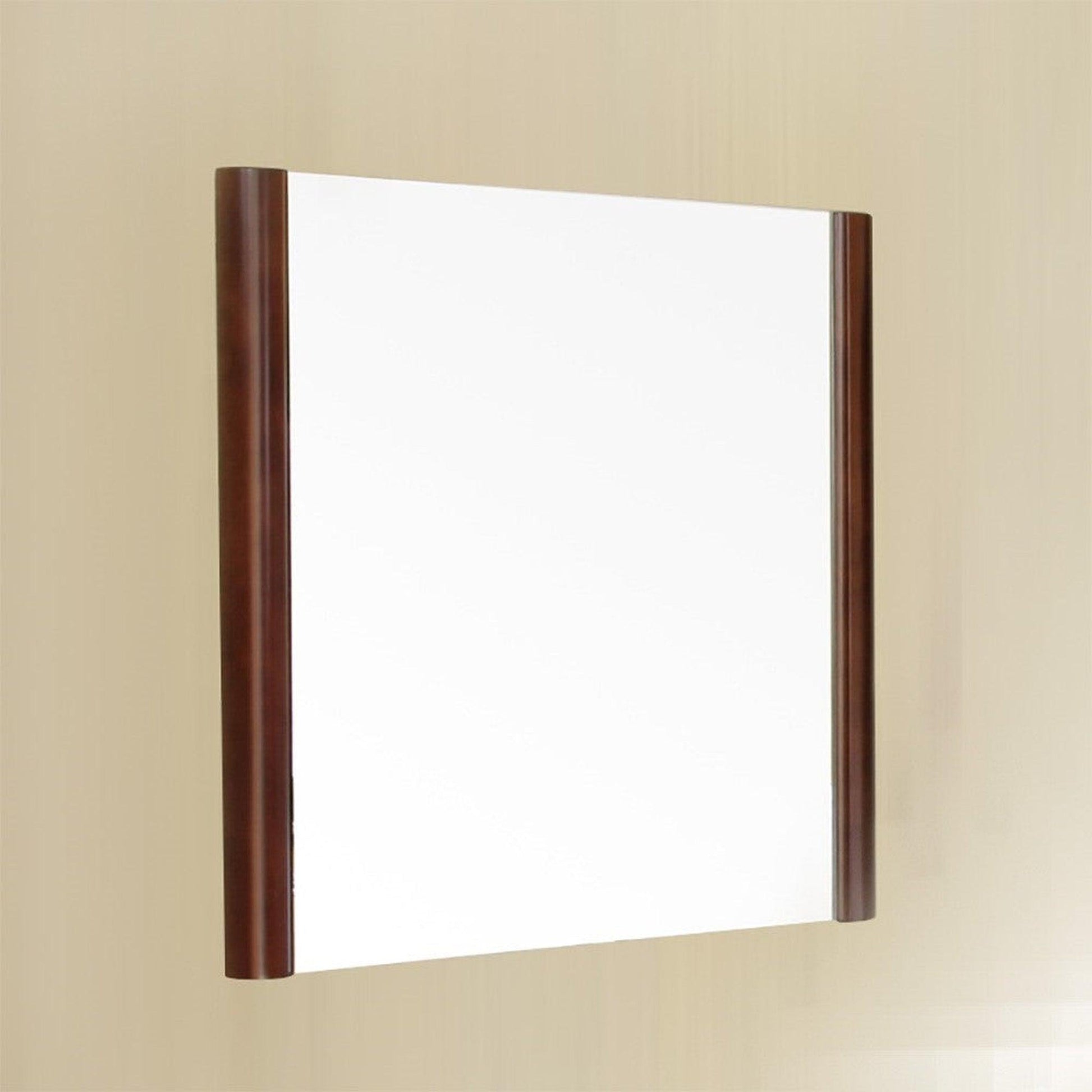 Bellaterra Home 26" Walnut Square Wall-Mounted Solid Wood Framed Mirror