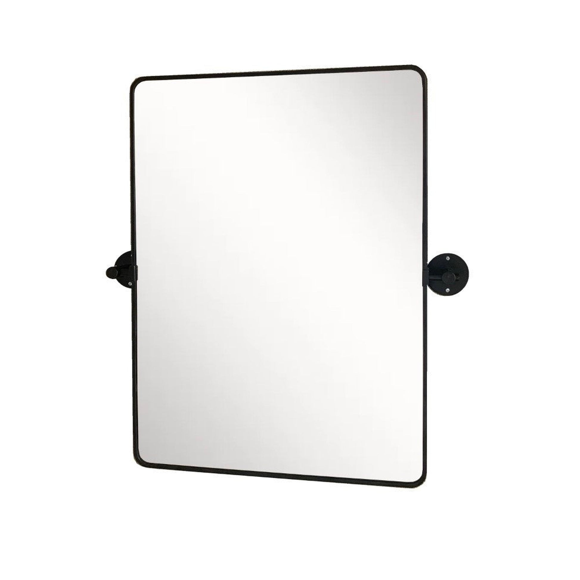 Bellaterra Home 28" x 30" Black Rectangle Wall-Mounted Steel Framed Mirror With Bracket Support