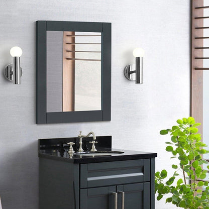 Bellaterra Home 28" x 30" Dark Gray Rectangle Wall-Mounted Wood Framed Mirror