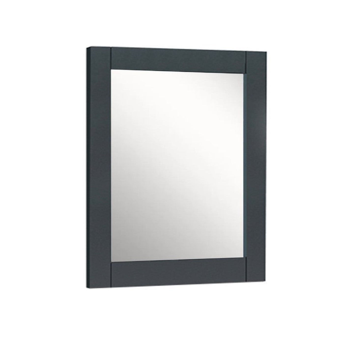 Bellaterra Home 28" x 30" Dark Gray Rectangle Wall-Mounted Wood Framed Mirror