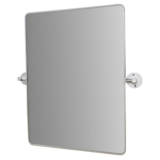 Bellaterra Home 28" x 30" Silver Rectangle Wall-Mounted Steel Framed Mirror With Bracket Support