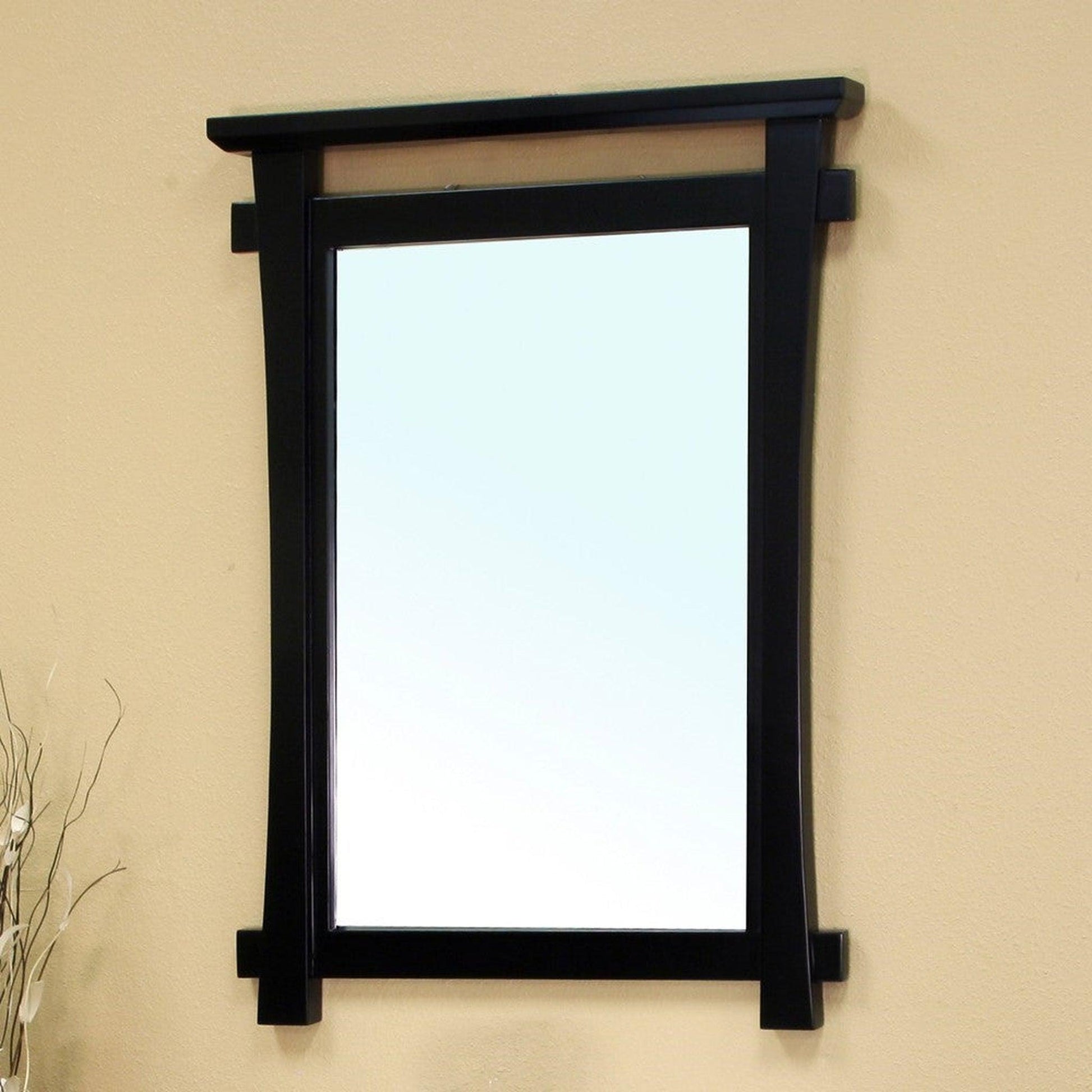 Bellaterra Home 28" x 37" Black Rectangle Wall-Mounted Solid Wood Framed Mirror