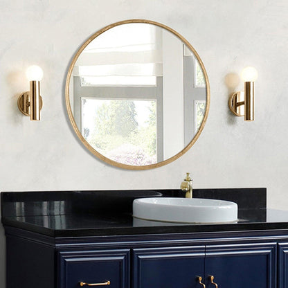 Bellaterra Home 29" Gold Round Wall-Mounted Steel Framed Mirror