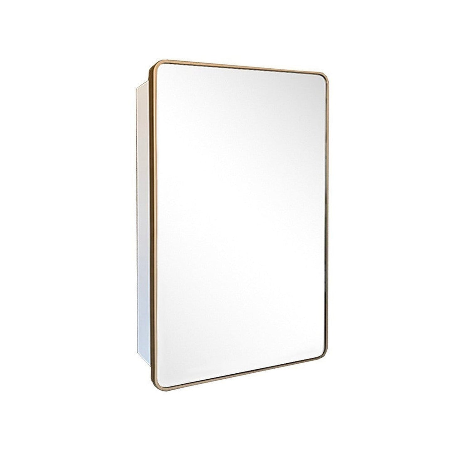 Bellaterra Home 29" x 18" Gold Rectangle Wall-Mounted Steel Framed Mirror Medicine Cabinet