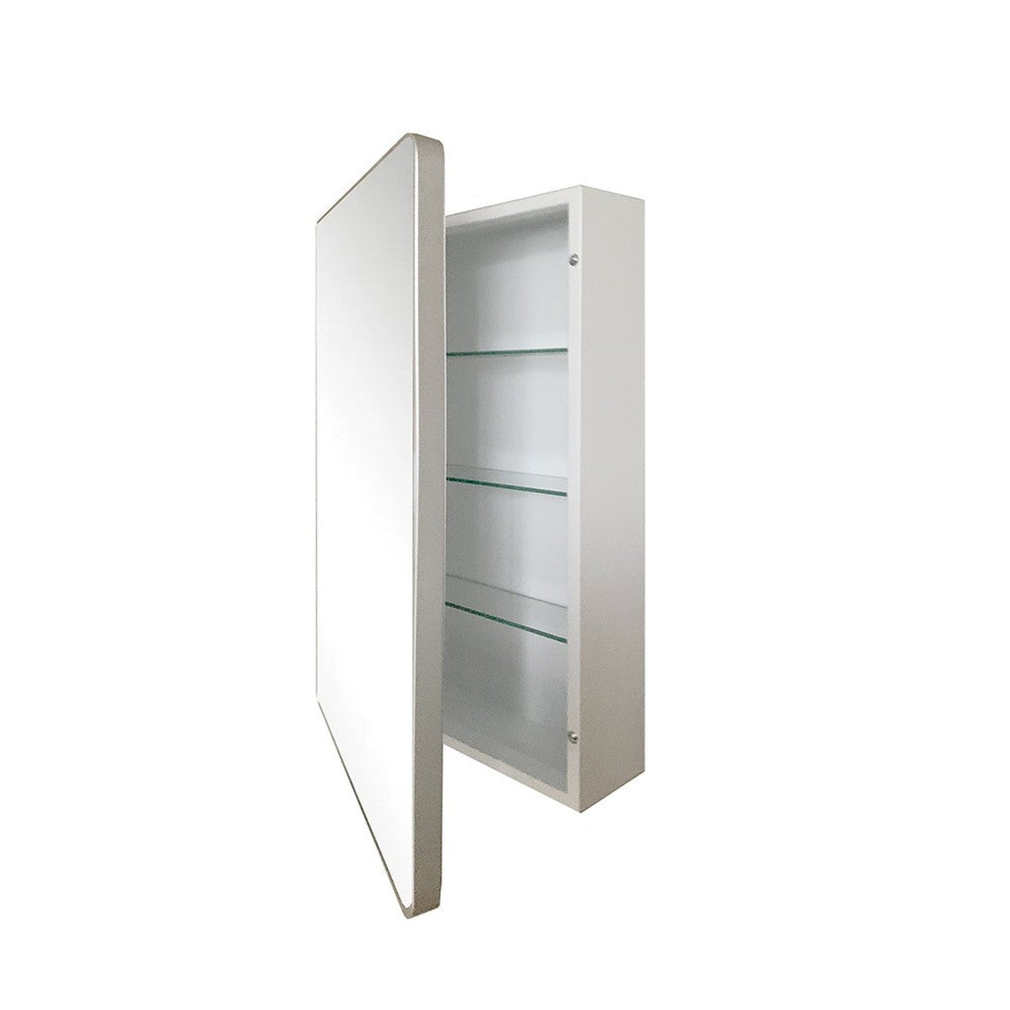 Bellaterra Home 29" x 18" Silver Rectangle Wall-Mounted Steel Framed Mirror Medicine Cabinet