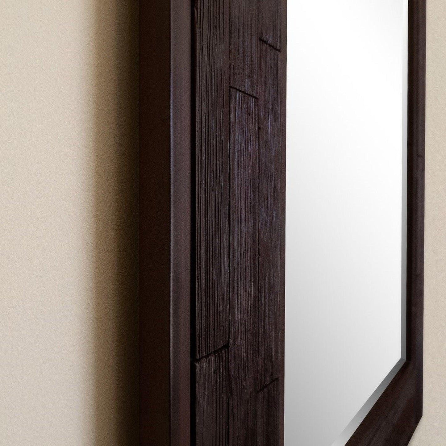 Bellaterra Home 29" x 35" Dark Brown Rectangle Wall-Mounted Solid Wood Framed Mirror